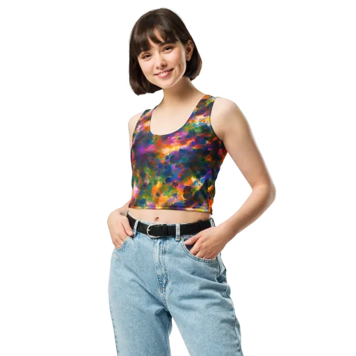 Cosmic Paintfall on a Crop Top