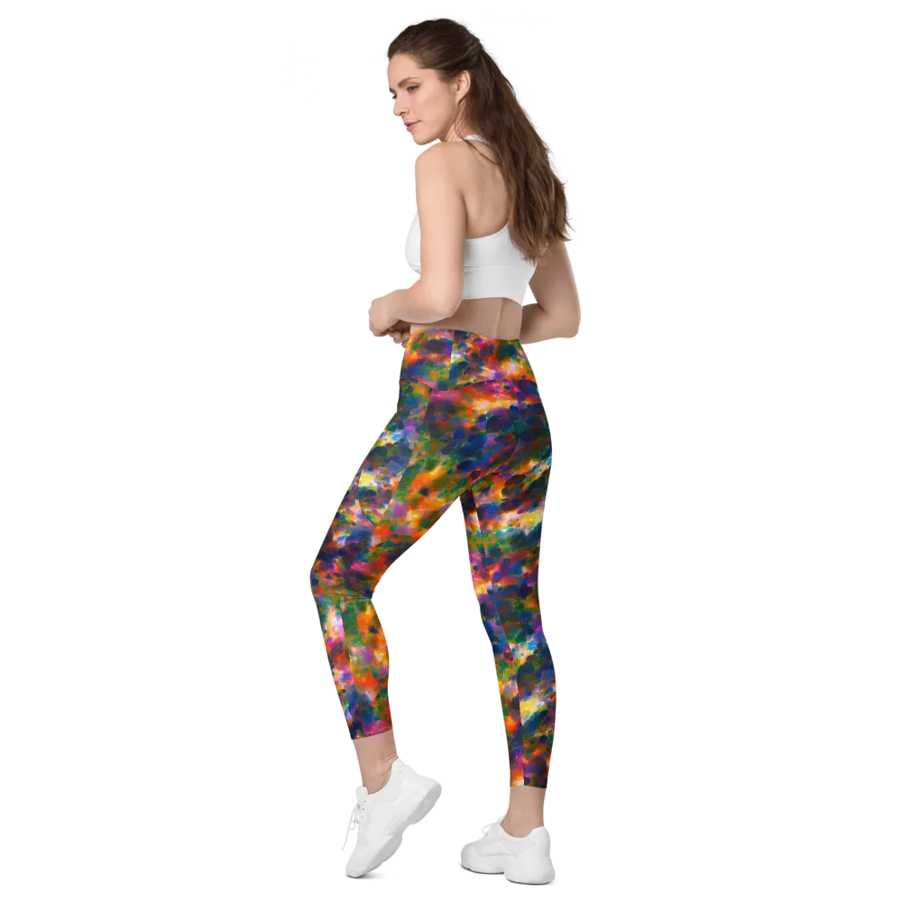 Cosmic Paintfall on Leggings with Pockets — Left Back