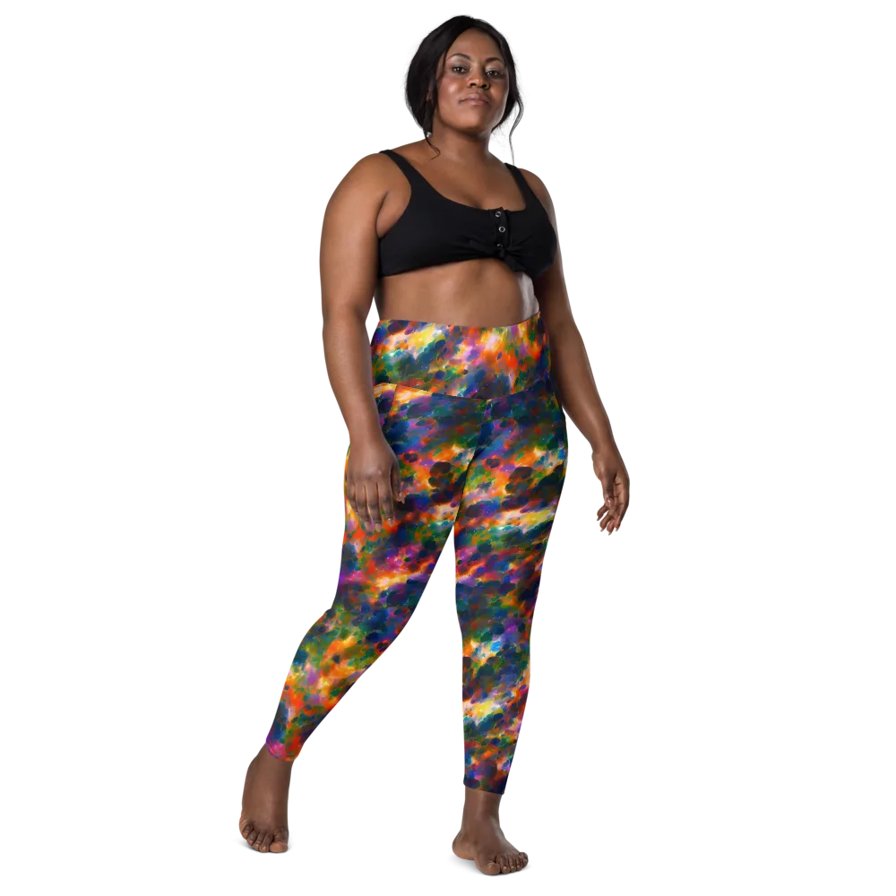 Cosmic Paintfall on Leggings with Pockets — Front