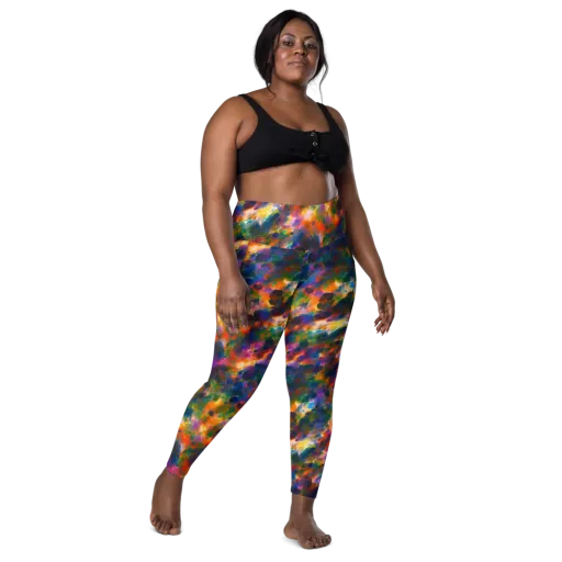 Cosmic Paintfall on a Leggings with Pockets