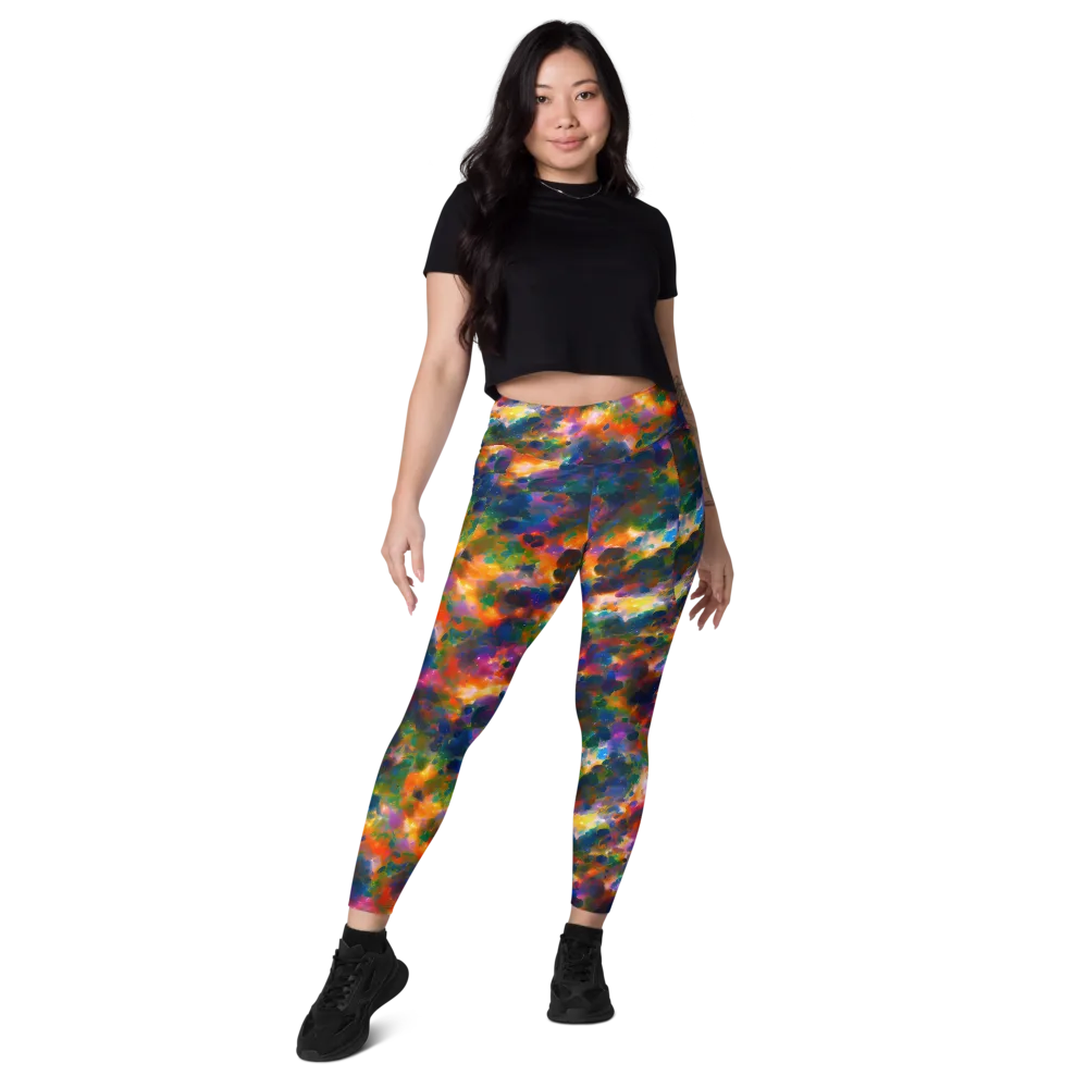 Cosmic Paintfall on Leggings with Pockets — Front