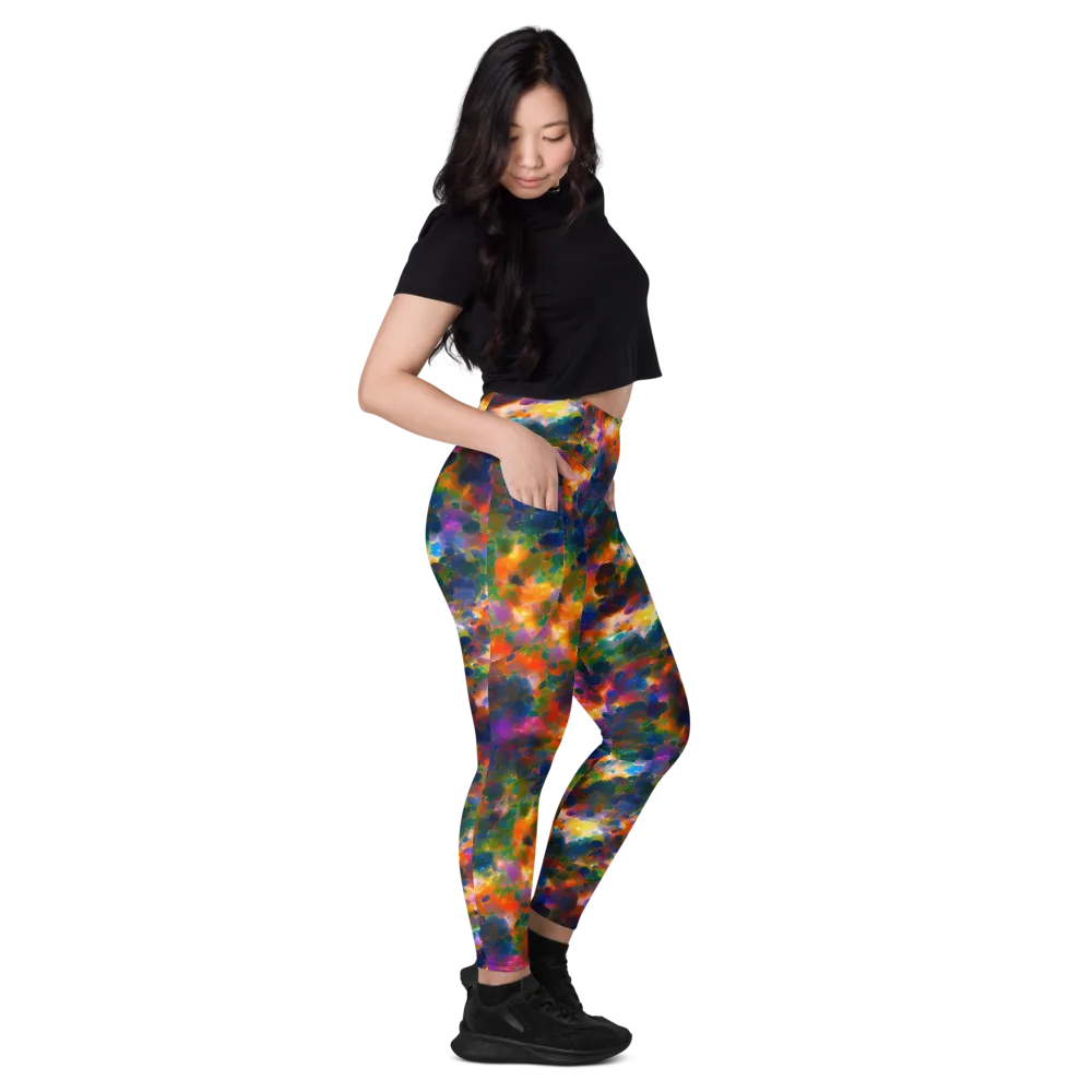 Cosmic Paintfall on Leggings with Pockets — Right