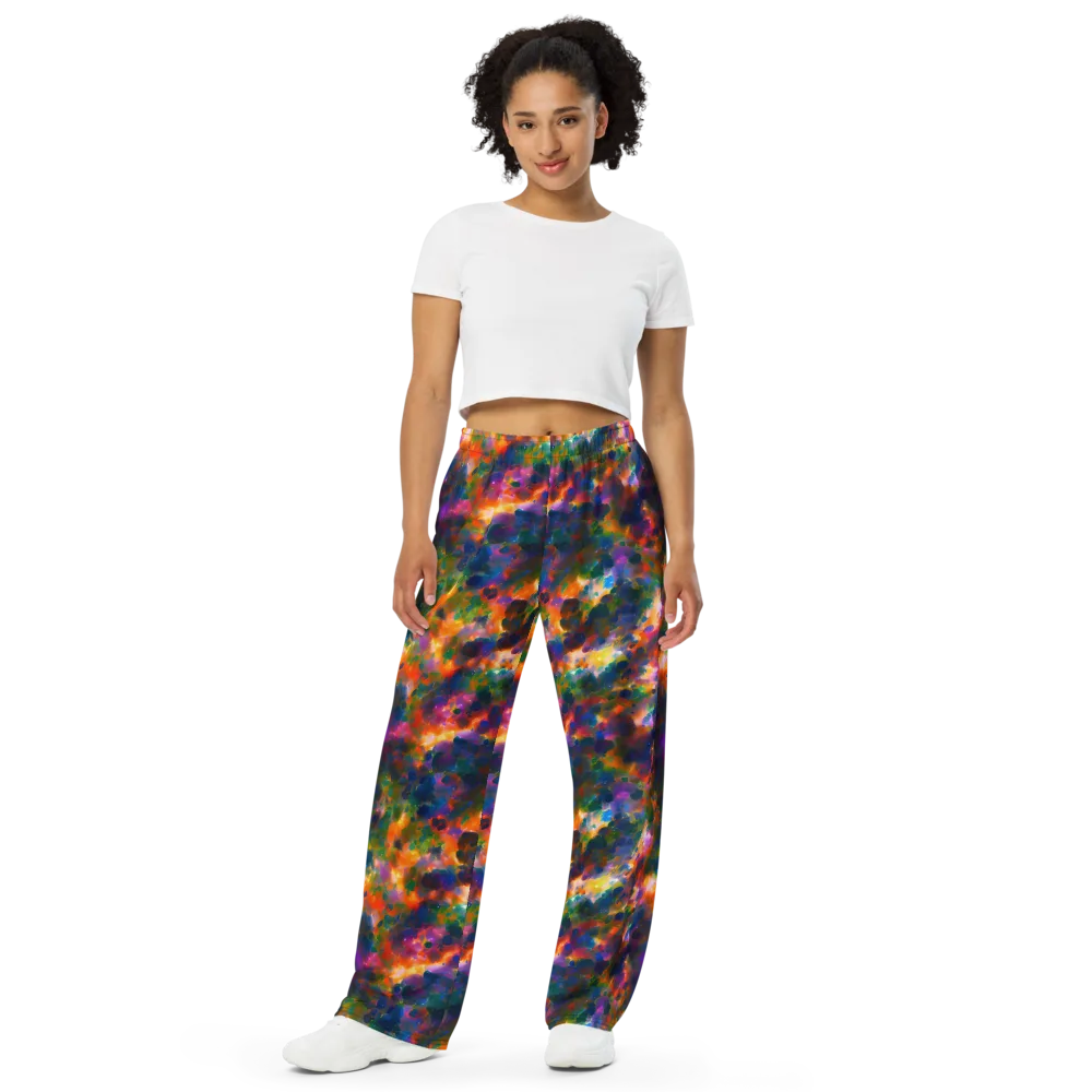 Cosmic Paintfall on Wide-Leg Pants — Front