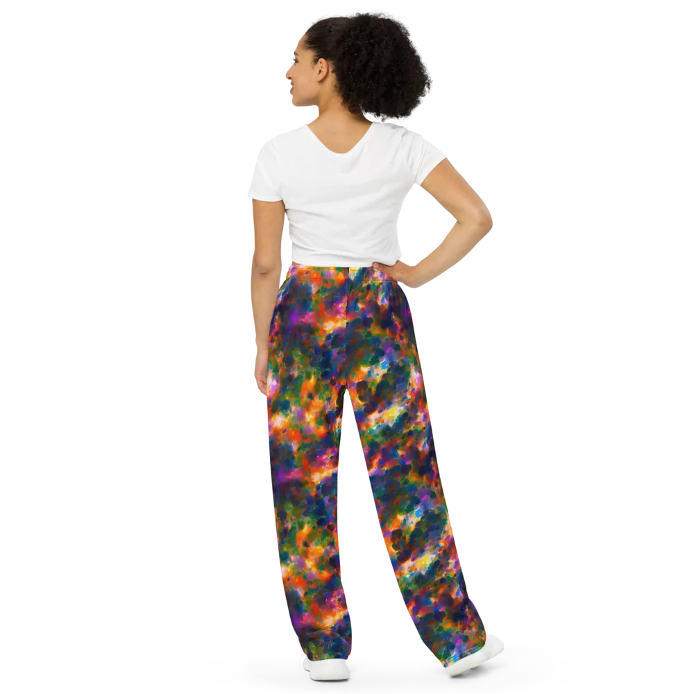Cosmic Paintfall on Wide-Leg Pants — Back