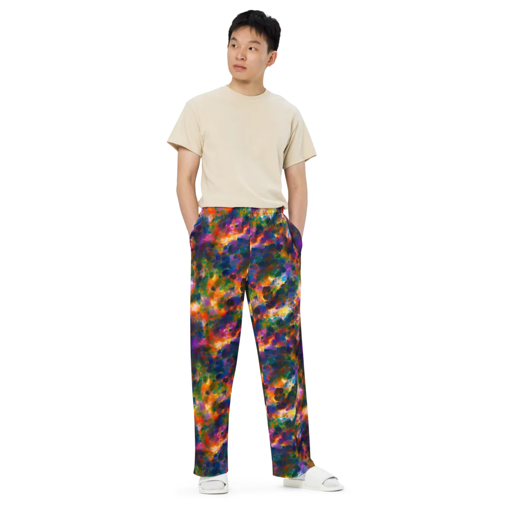 Cosmic Paintfall on Wide-Leg Pants — Front
