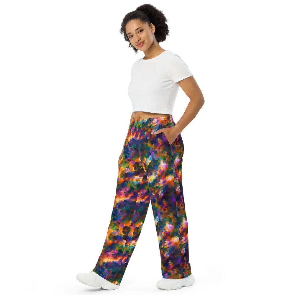 Cosmic Paintfall on Wide-Leg Pants — Left Front