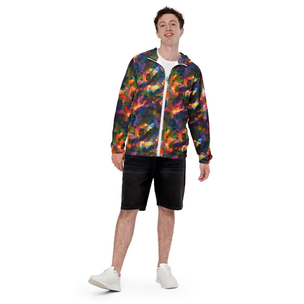 Cosmic Paintfall on Men's Windbreaker — Front