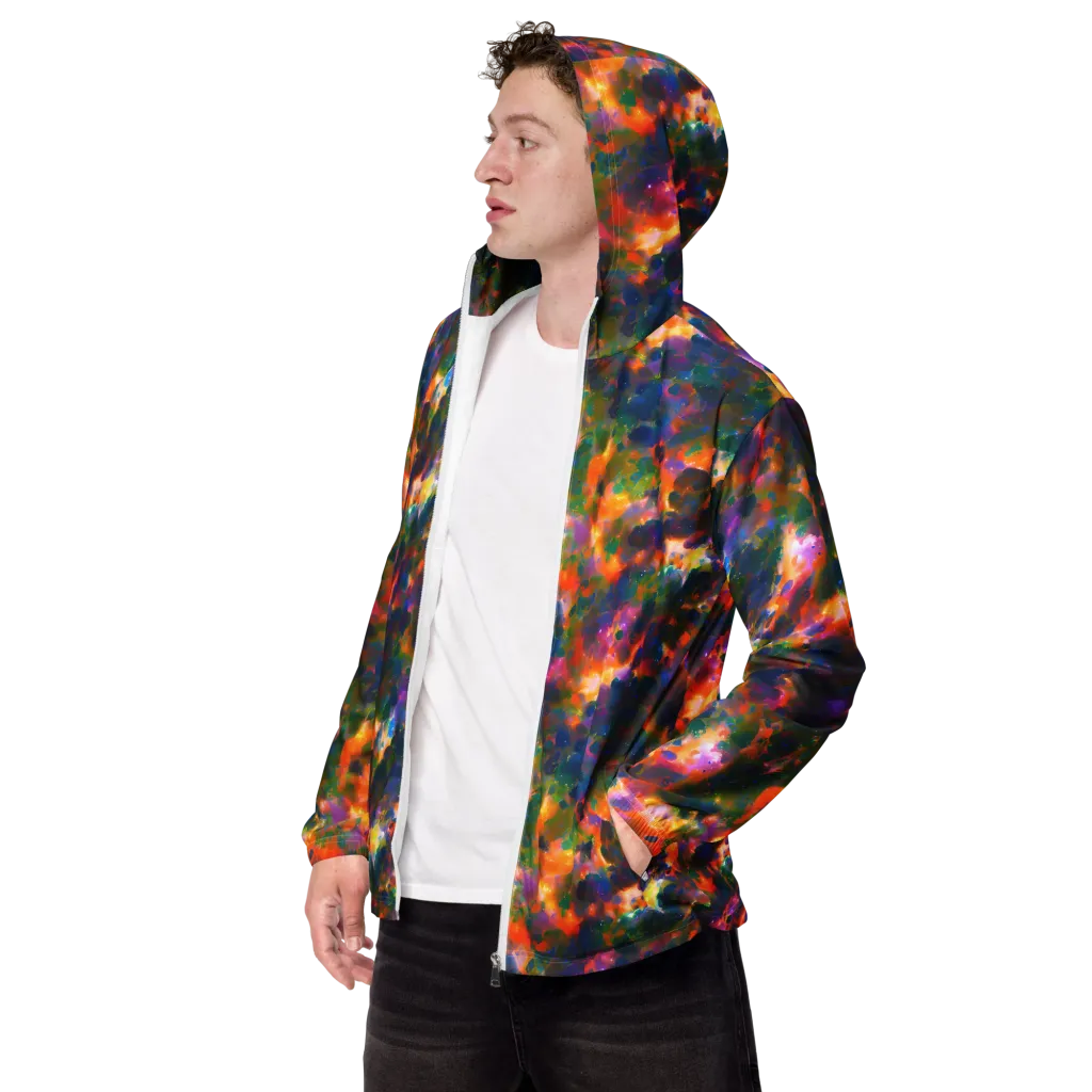 Cosmic Paintfall on Men's Windbreaker — Left Front