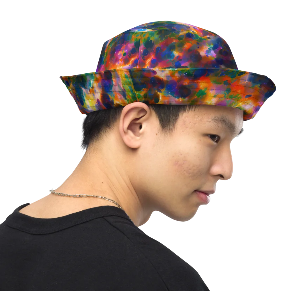 Cosmic Paintfall on Reversible Bucket Hat — Right Outside