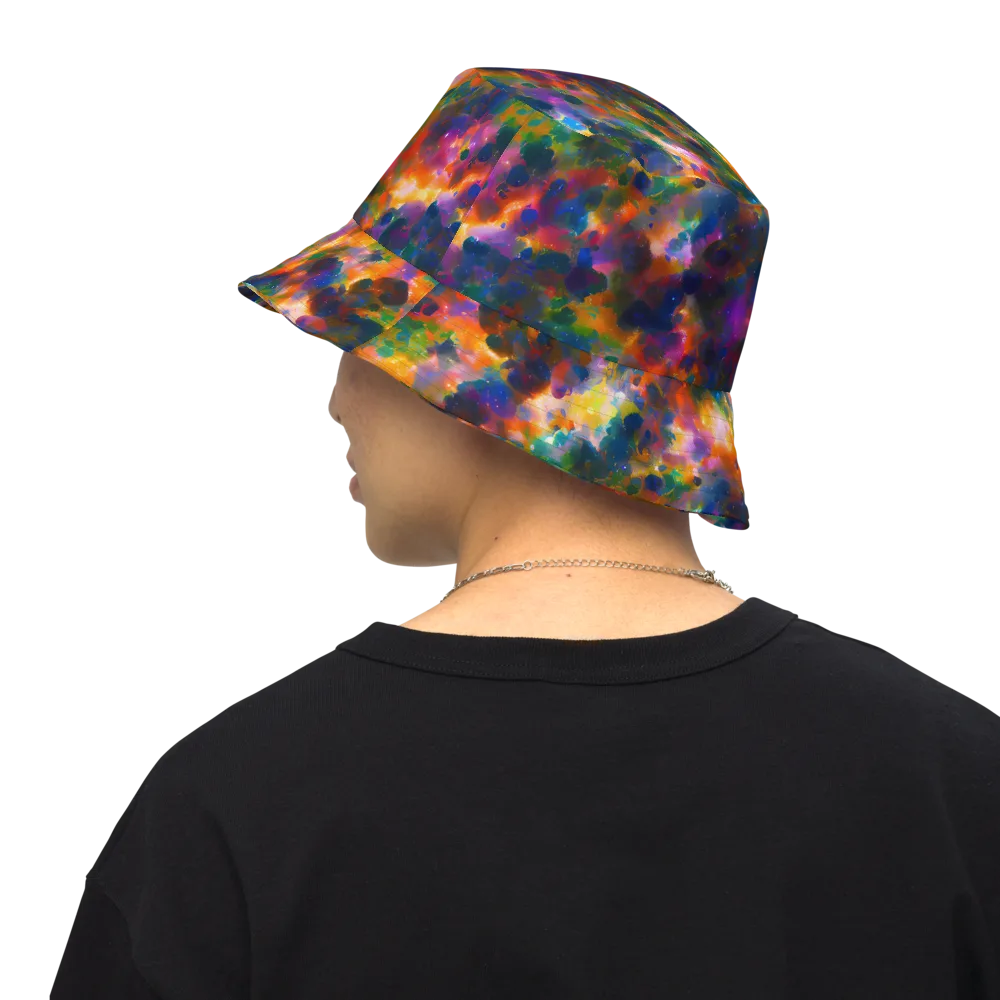 Cosmic Paintfall on Reversible Bucket Hat — Back Inside