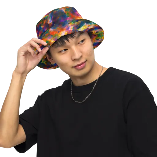 Cosmic Paintfall on a Reversible Bucket Hat