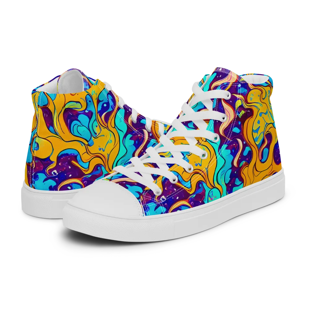 Magnetic Melt on Men's High Top Canvas Shoes — Left