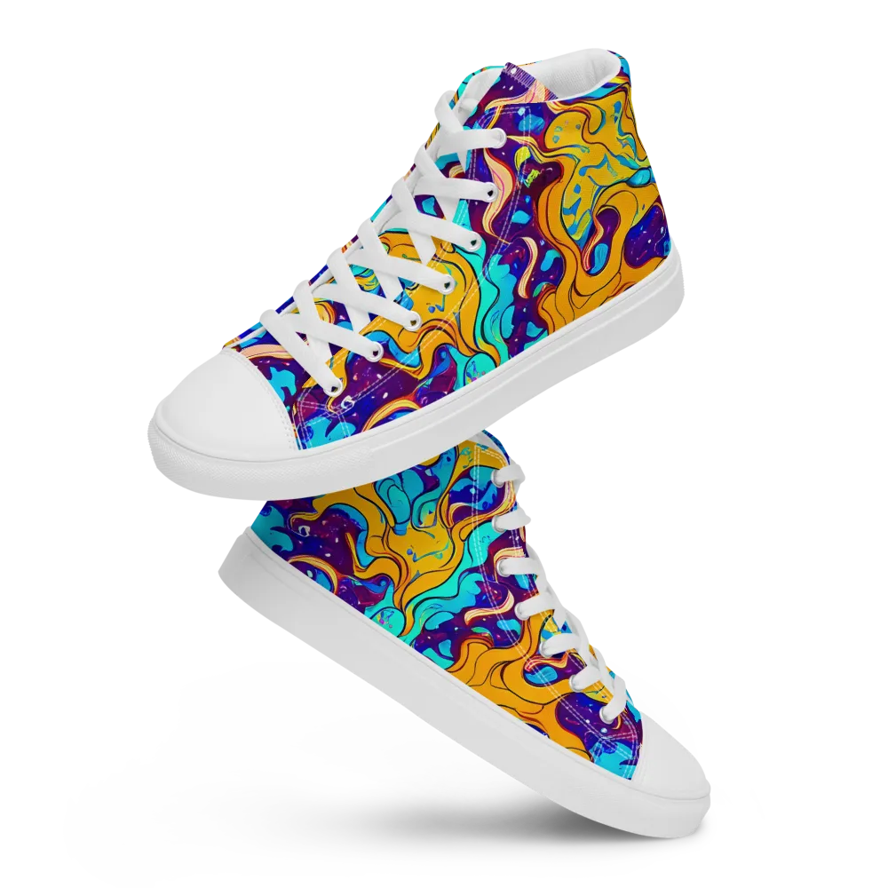 Magnetic Melt on Men's High Top Canvas Shoes — Front