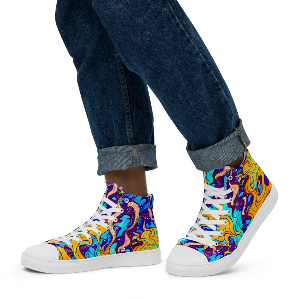 Magnetic Melt on Men's High Top Canvas Shoes — Left