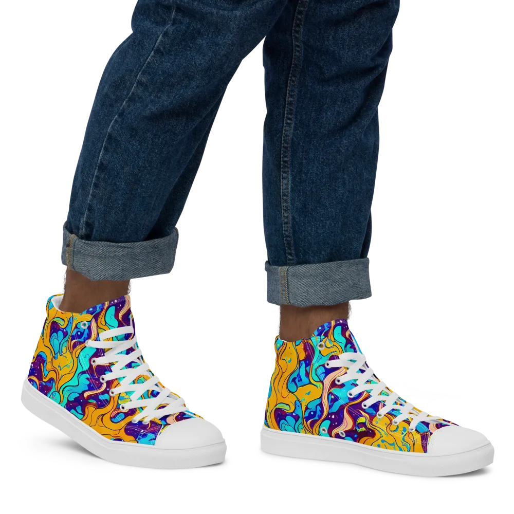 Magnetic Melt on Men's High Top Canvas Shoes — Right