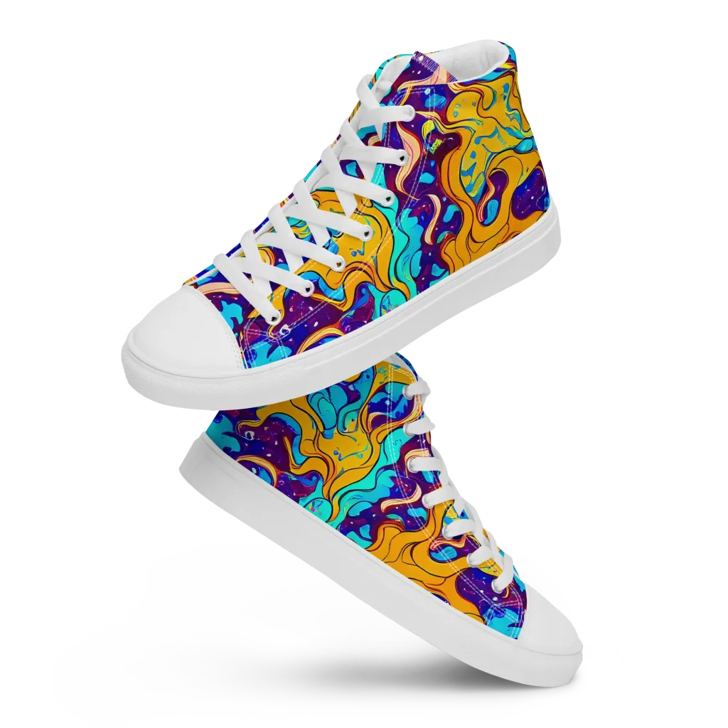 Magnetic Melt on Women's High Top Canvas Shoes — Front