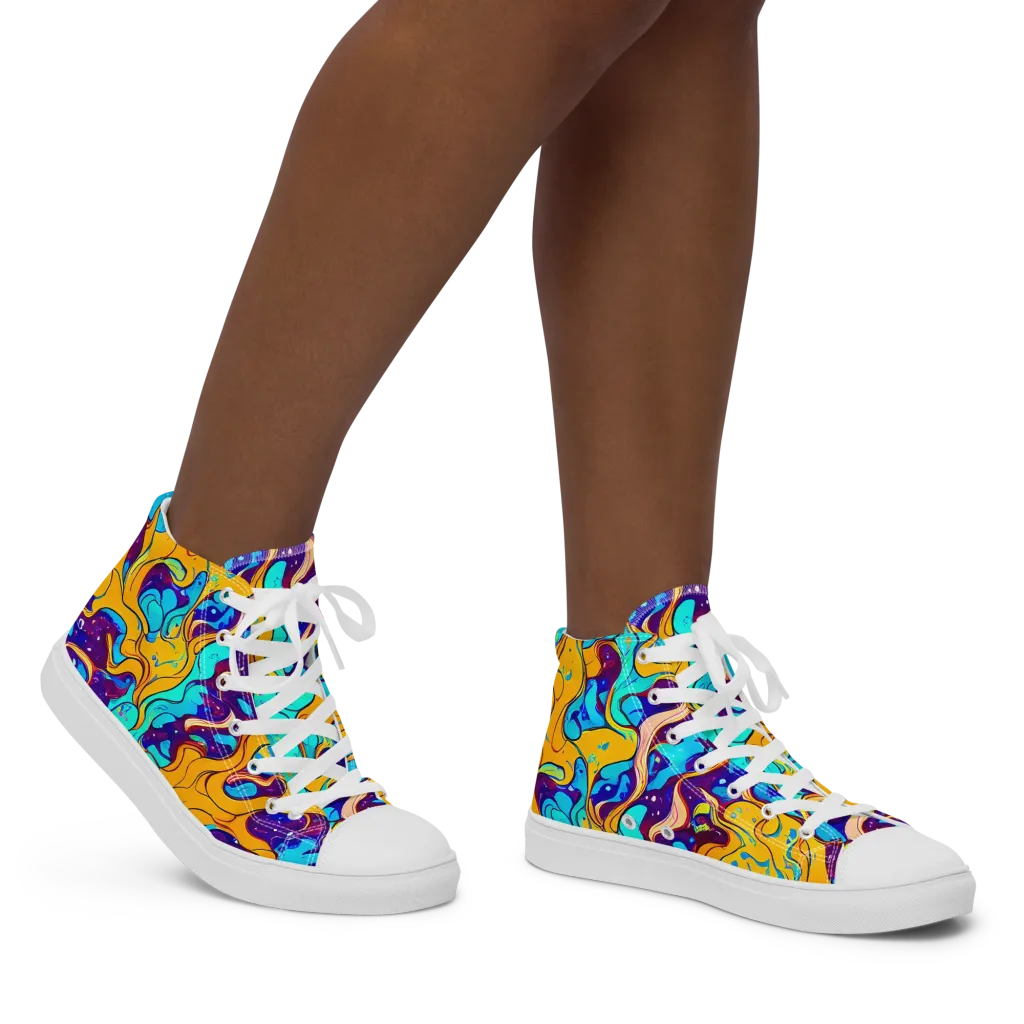 Magnetic Melt on Women's High Top Canvas Shoes — Right