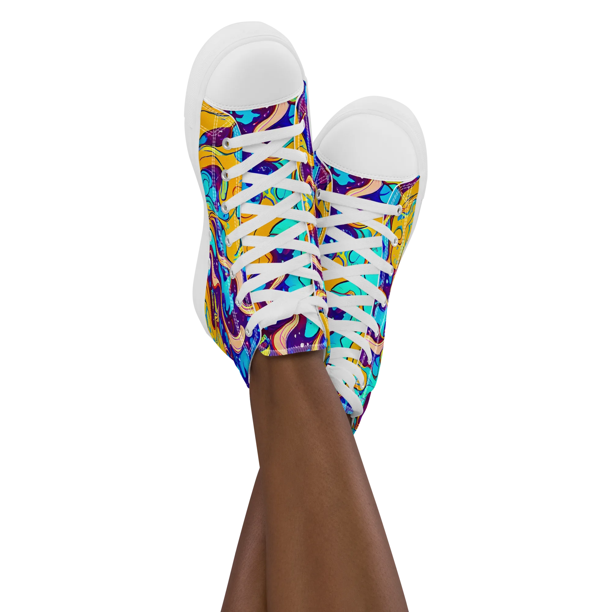 Magnetic Melt on Women's High Top Canvas Shoes — Front