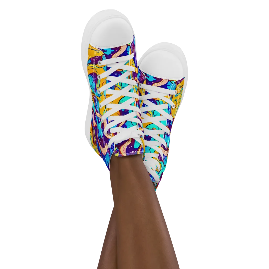 Magnetic Melt on Women's High Top Canvas Shoes — Front