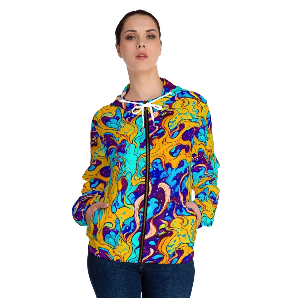 Magnetic Melt on Women's Full-Zip Hoodie — Front On Person