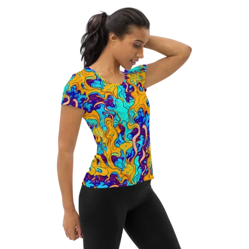 Magnetic Melt on a Women's Athletic T-Shirt