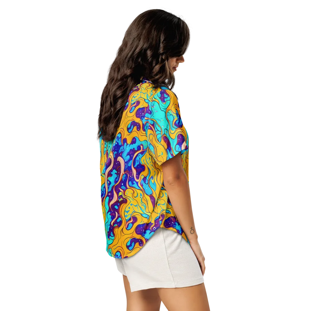 Magnetic Melt on Women's Short Sleeve Pajama Top — Right Back