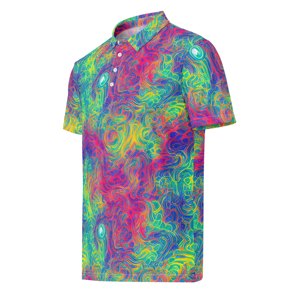 Mosaic Current on Men's Slim Fit Polo Shirt — Left Front