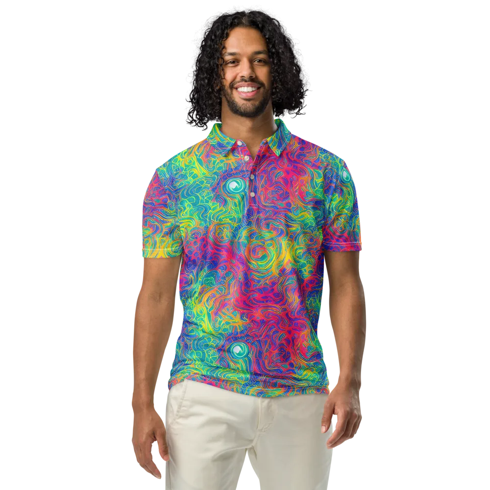 Mosaic Current on Men's Slim Fit Polo Shirt — Front