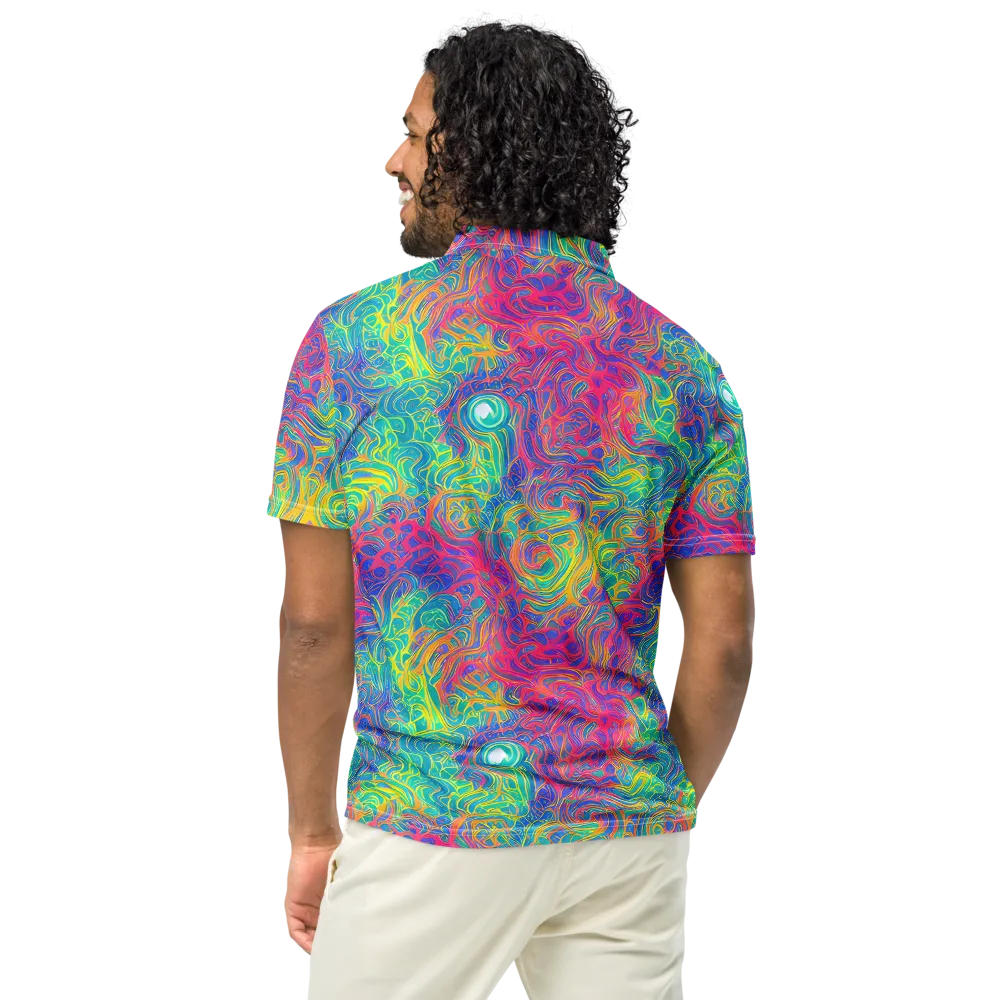 Mosaic Current on Men's Slim Fit Polo Shirt — Back