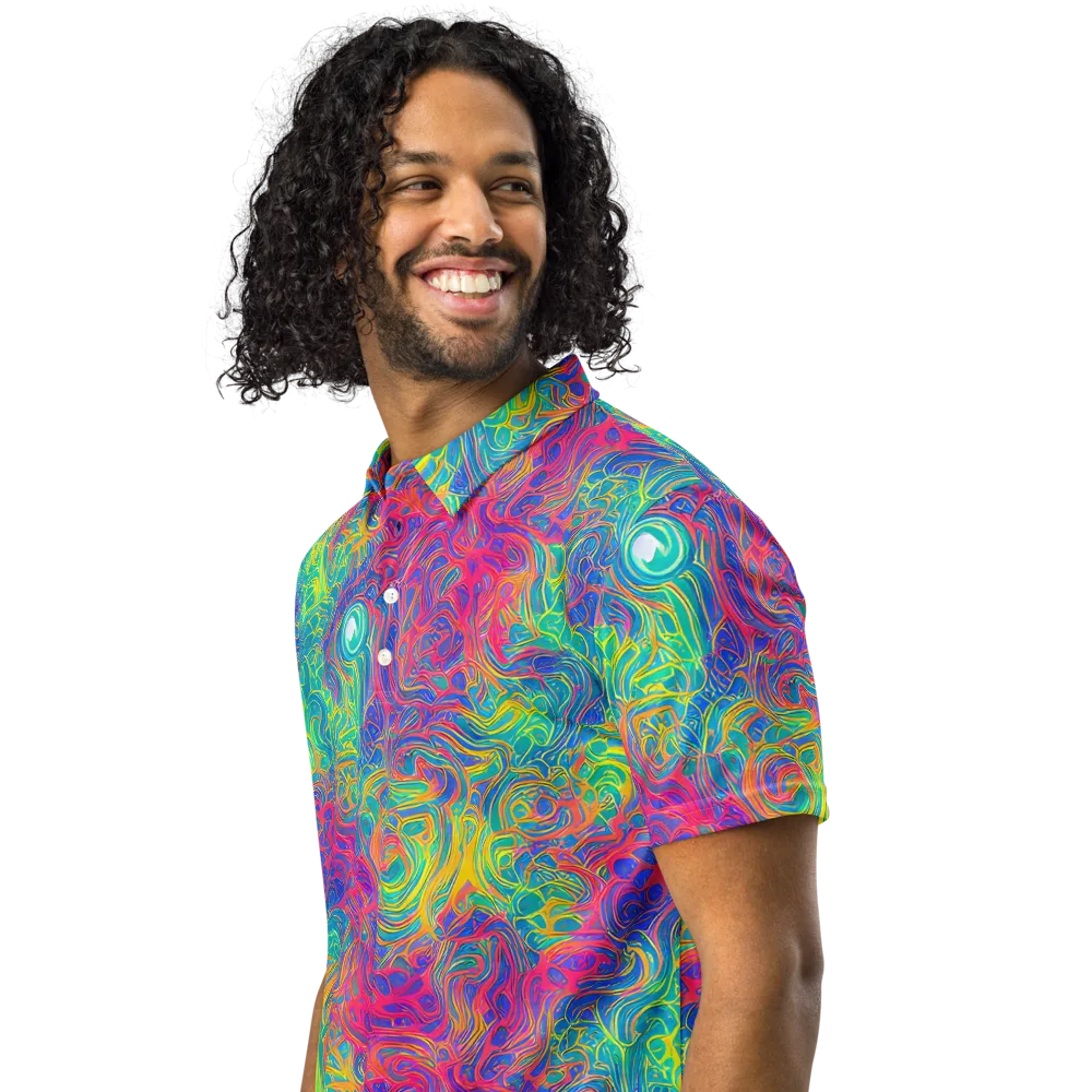 Mosaic Current on Men's Slim Fit Polo Shirt — Left Front