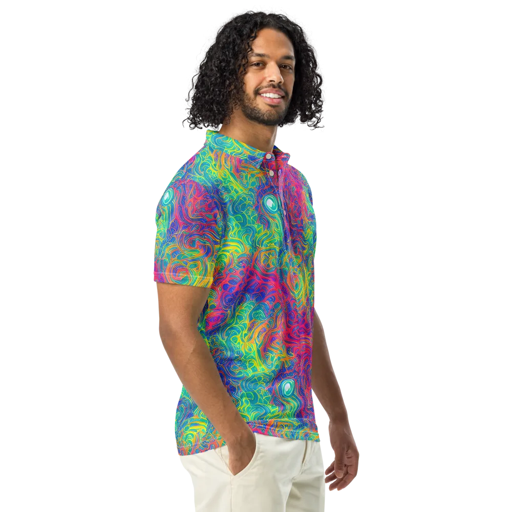 Mosaic Current on Men's Slim Fit Polo Shirt — Right Front