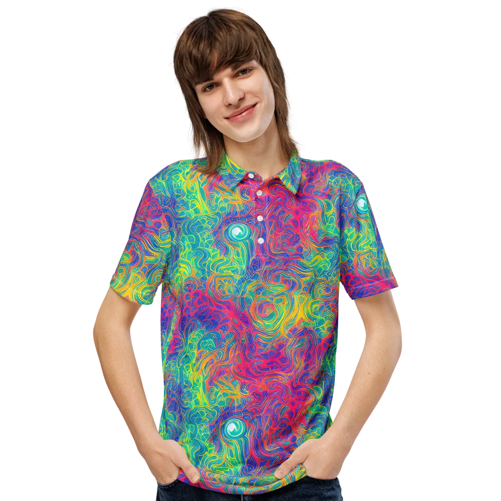 Mosaic Current on Men's Slim Fit Polo Shirt — Front