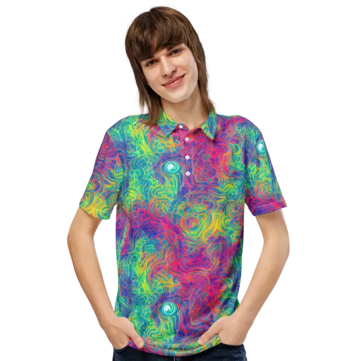 Mosaic Current on a Men's Slim Fit Polo Shirt