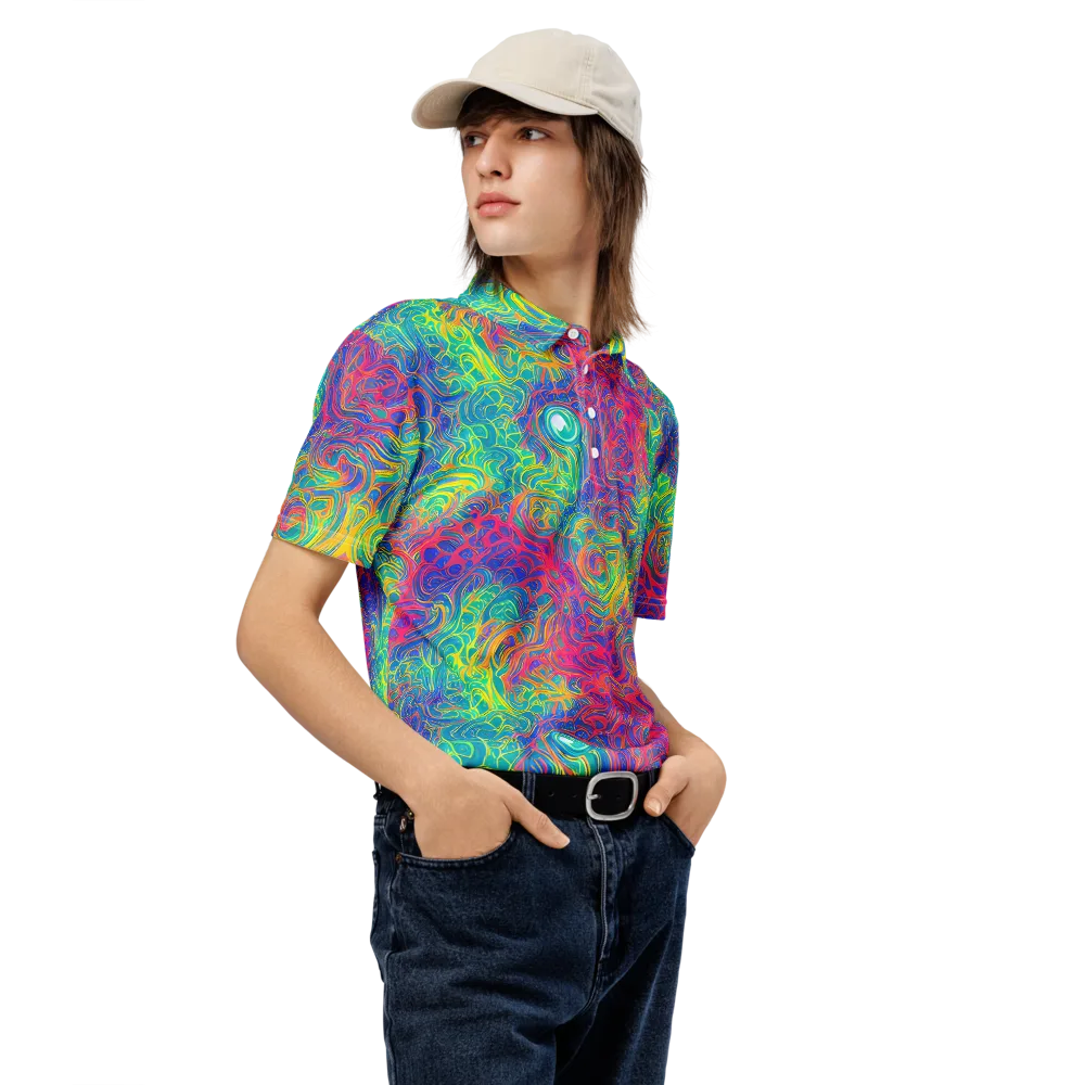 Mosaic Current on Men's Slim Fit Polo Shirt — Right Front