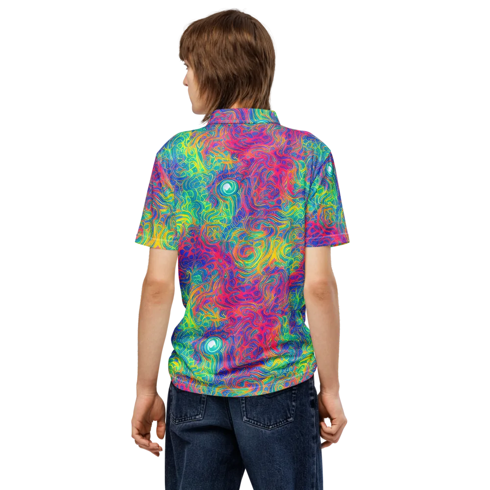 Mosaic Current on Men's Slim Fit Polo Shirt — Back