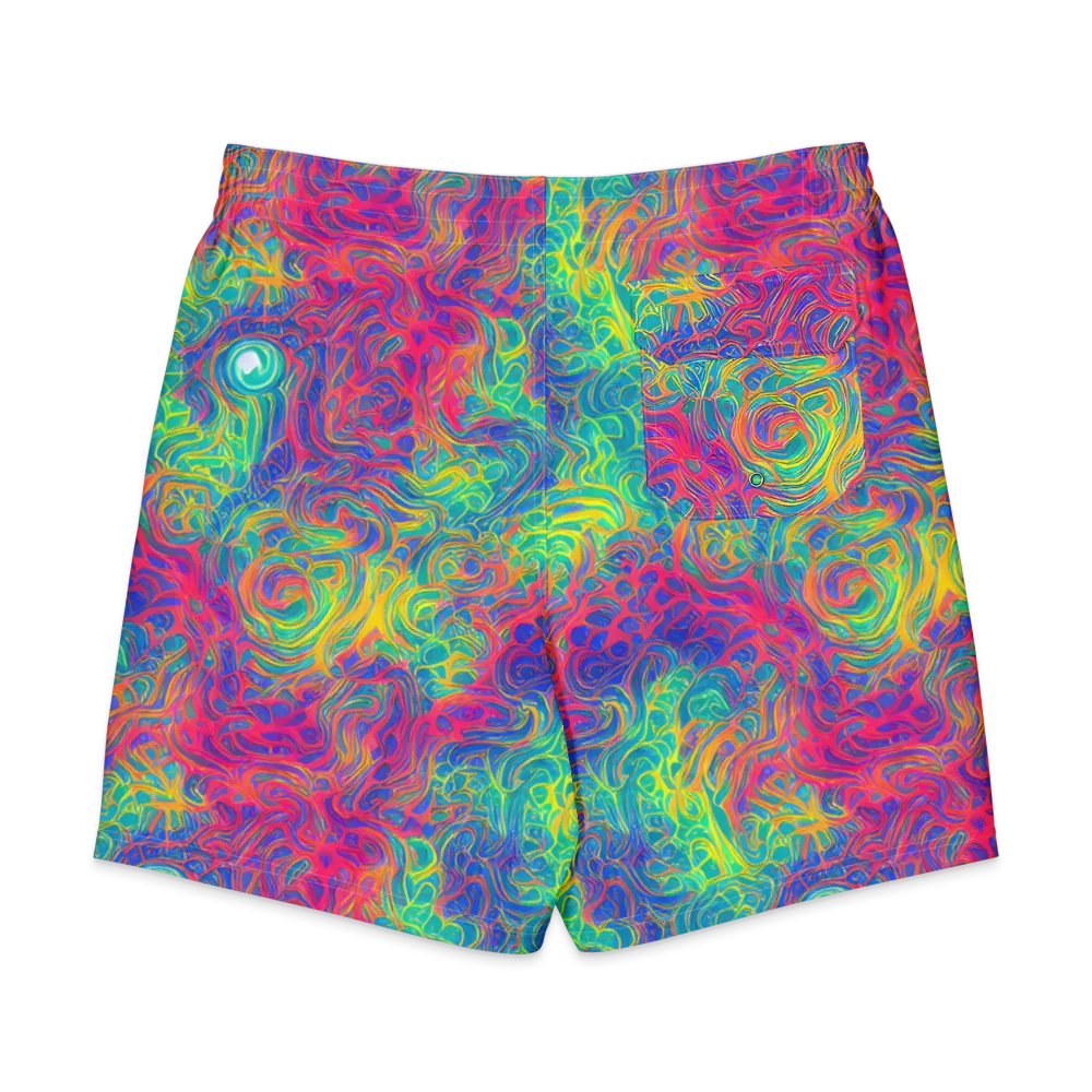 Mosaic Current on Men's Board Shorts — Back