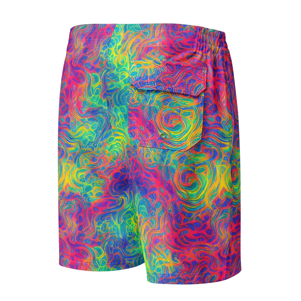 Mosaic Current on Men's Board Shorts — Back