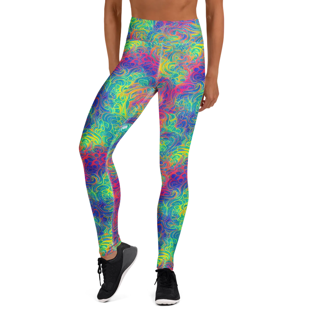 Mosaic Current on Yoga Leggings — Front