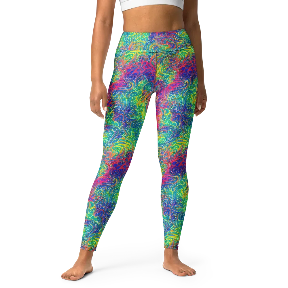 Mosaic Current on Yoga Leggings — Front