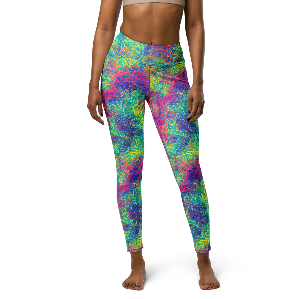 Mosaic Current on Yoga Leggings — Front