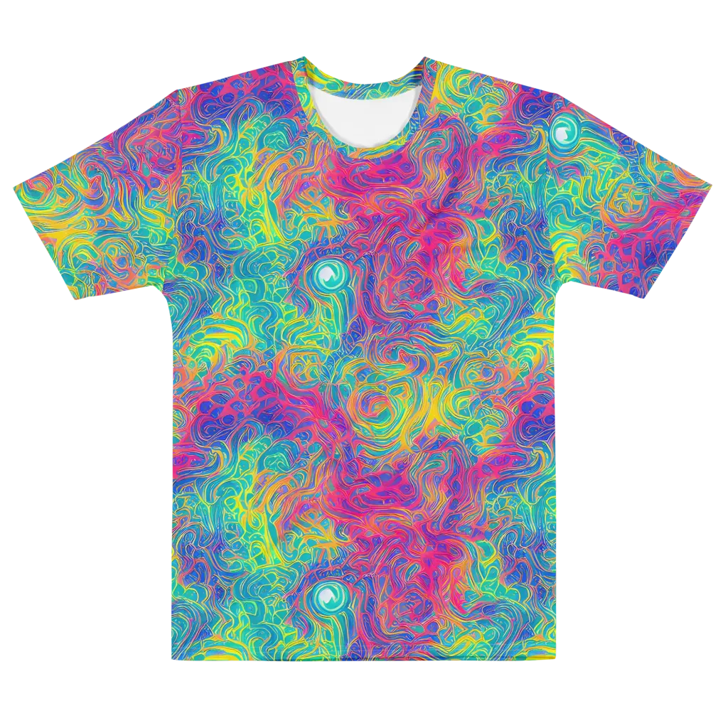 Mosaic Current on Men's Cotton Crew Neck T-Shirt — Front