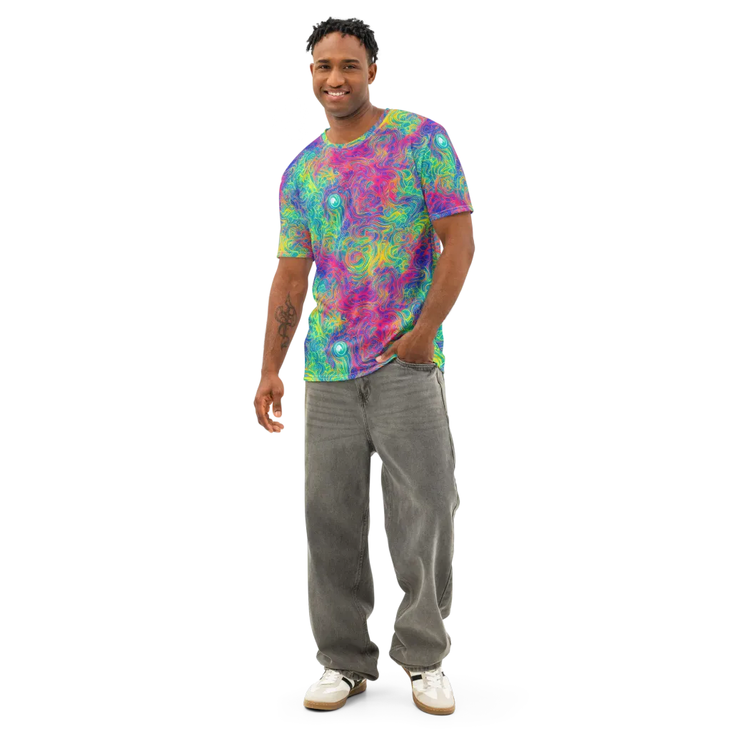 Mosaic Current on Men's Cotton Crew Neck T-Shirt — Front