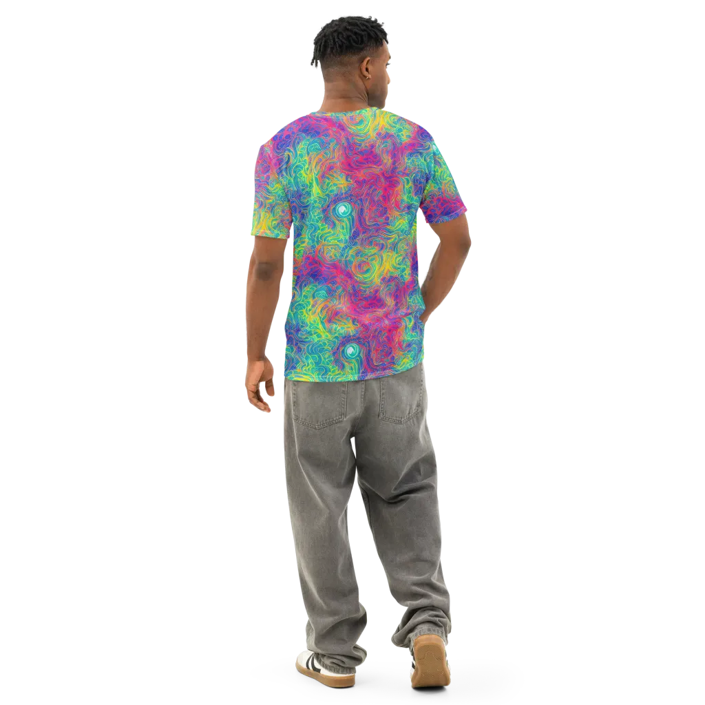 Mosaic Current on Men's Cotton Crew Neck T-Shirt — Back