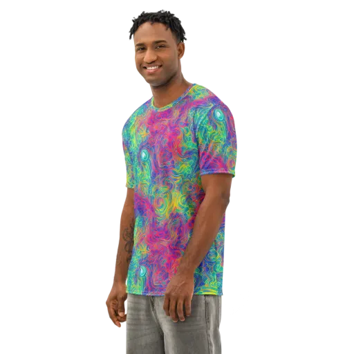 Mosaic Current on a Men's Cotton Crew Neck T-Shirt
