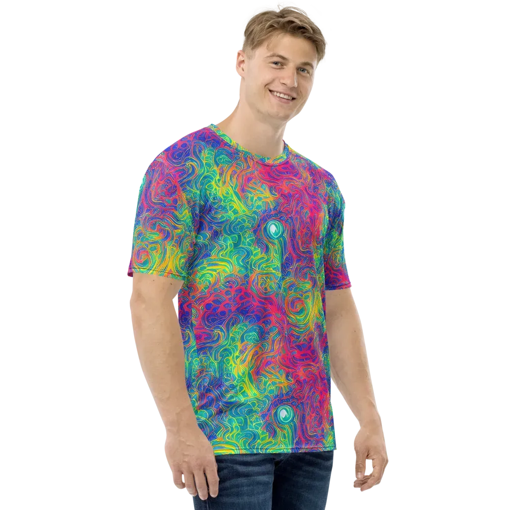 Mosaic Current on Men's Crew Neck T-Shirt — Right