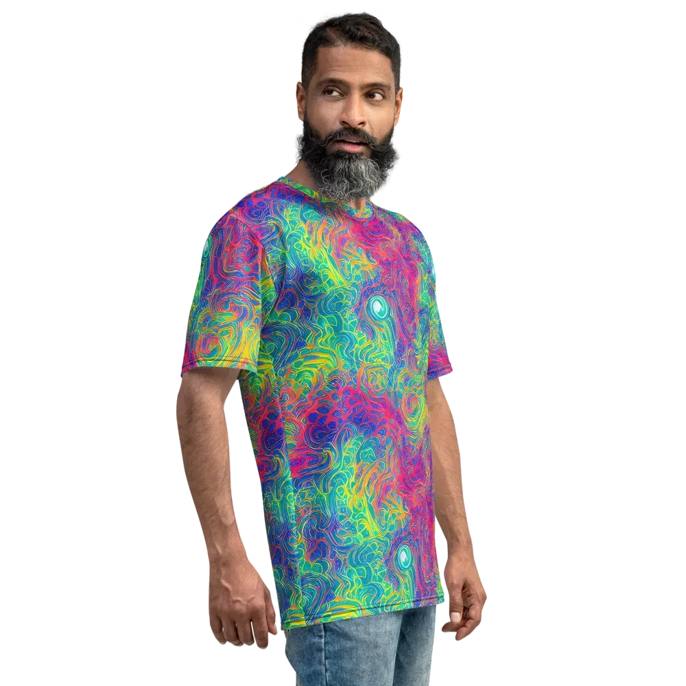 Mosaic Current on Men's Crew Neck T-Shirt — Right