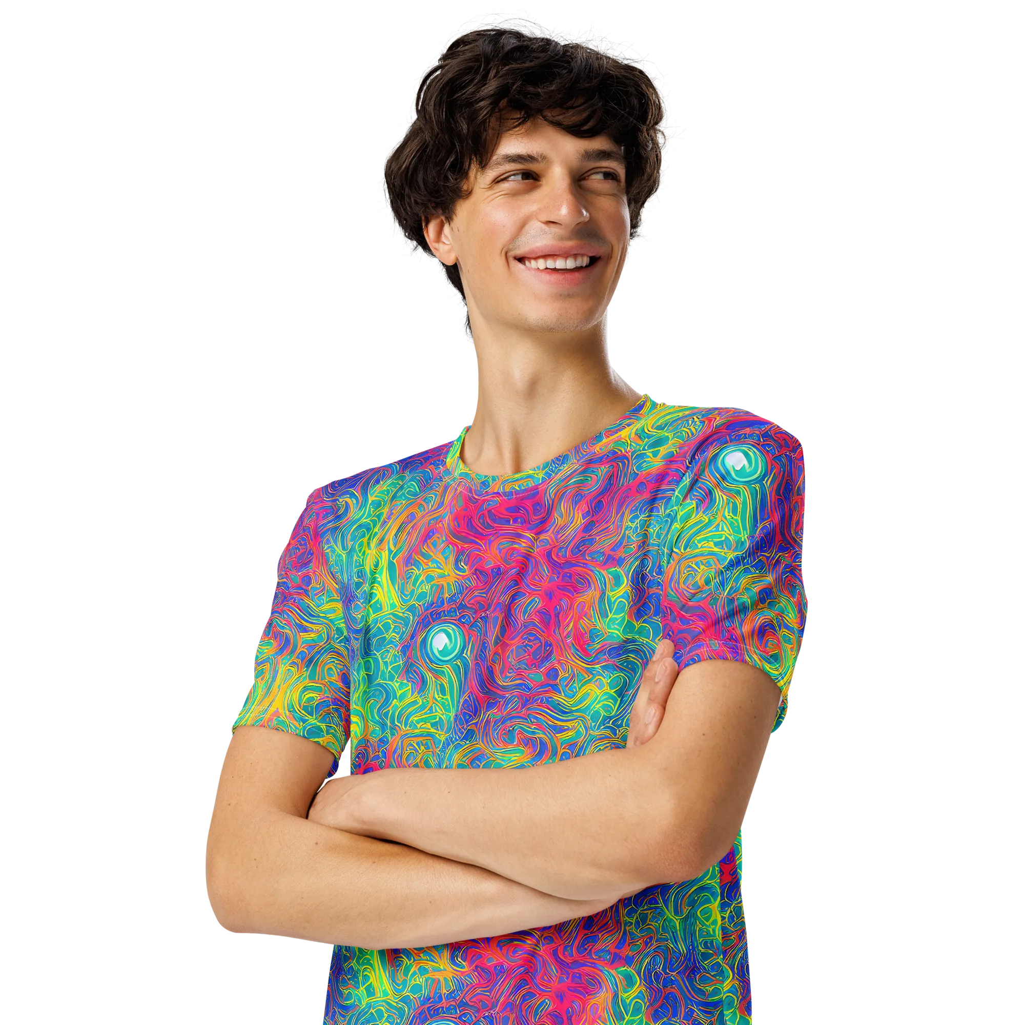 Mosaic Current on Men's Crew Neck T-Shirt — Left Front