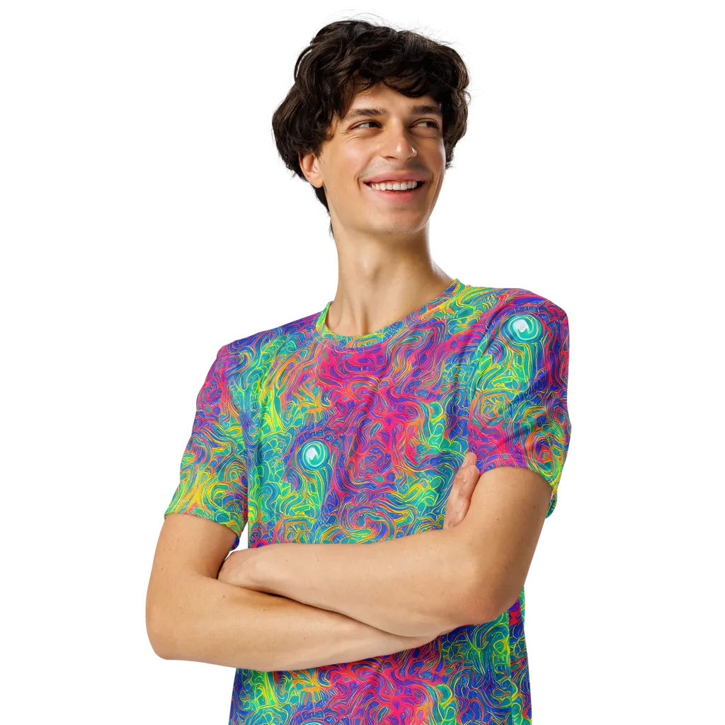 Mosaic Current on Men's Crew Neck T-Shirt — Left Front
