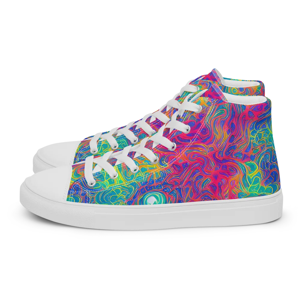 Mosaic Current on Men's High Top Canvas Shoes — Left