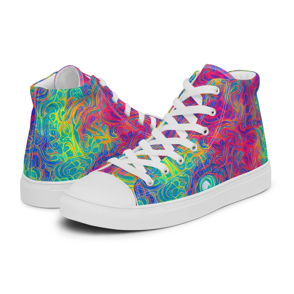 Mosaic Current on Men's High Top Canvas Shoes — Left